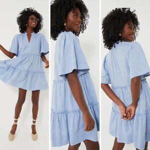 Tuckernuck Chambray Crawford Dress Blue Flutter Sleeve Mini NWT